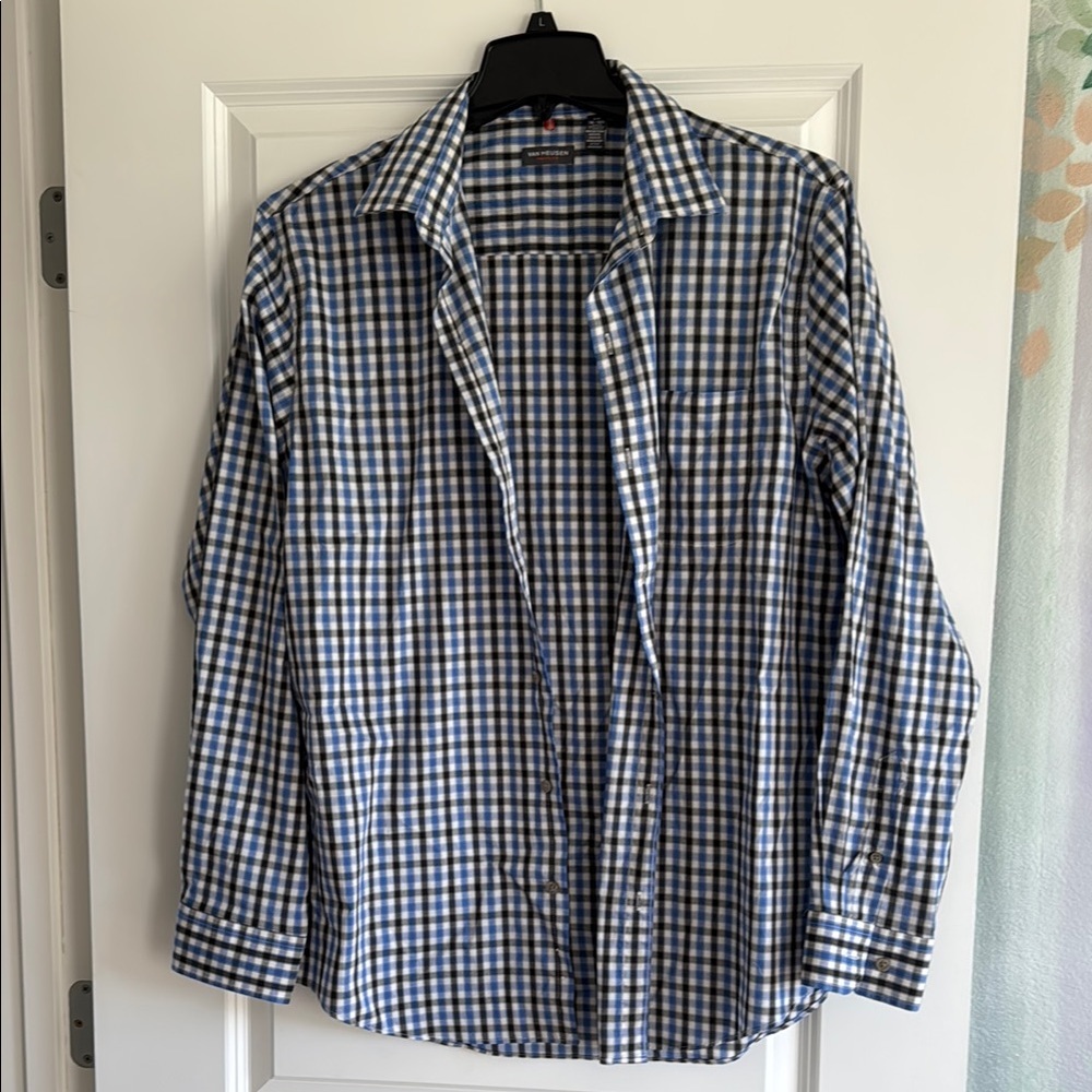 Blue and White Van Heusen Checkered Shirt